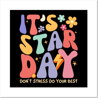 It’s Staar Day Don’t Stress Retro Groovy Testing day Teacher Posters and Art